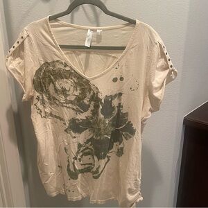 Tees 2 Please Avenue Cream Floral Shirt
